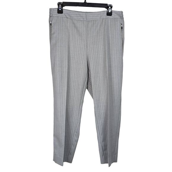 BOSS Hugo Boss Telana Pinstripe Trousers Gray & White Size 10 - Picture 2 of 14